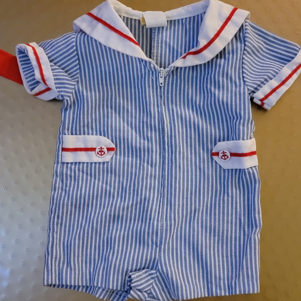 Vintage Goodas Gold  6-9 month sailor style one piece USA made